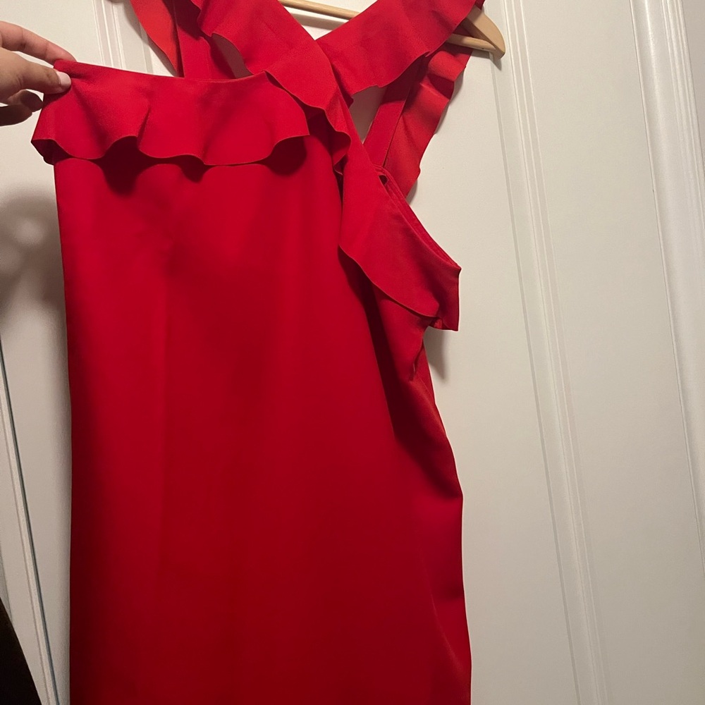 Banana Republic Elegant Red Ruffle Dress